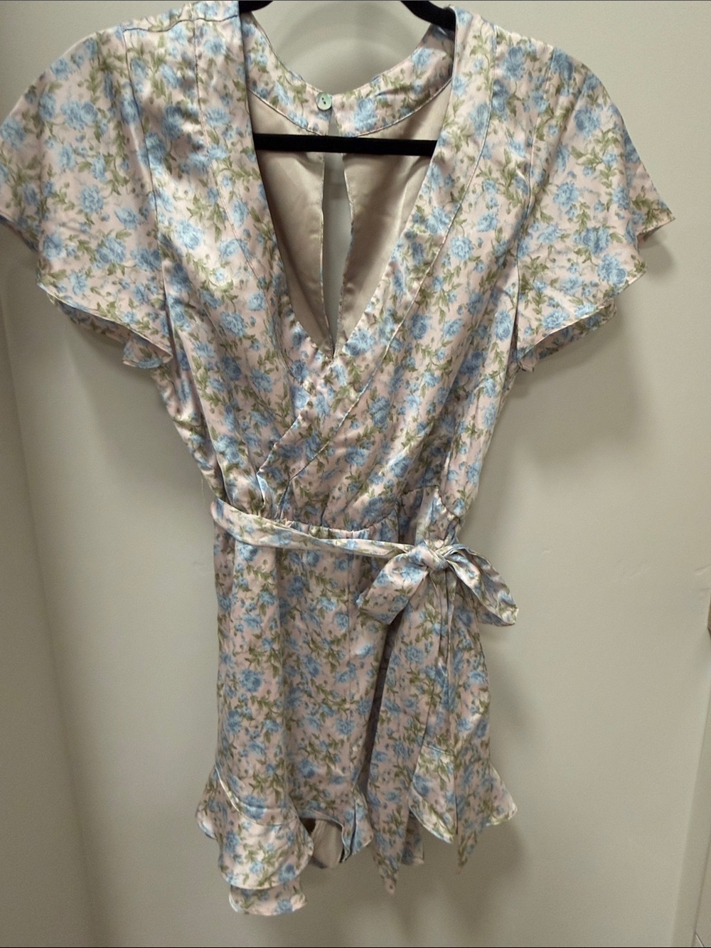 Show Me Your MuMu Pale Pink Floral Wrap Romper